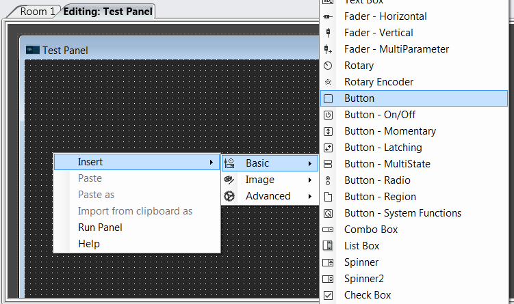 Context Menue: Add Button