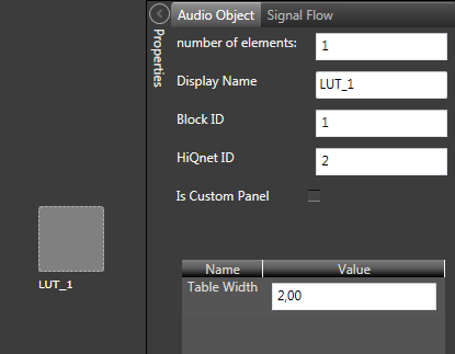 Additional Configuration Parameters for LUT Object