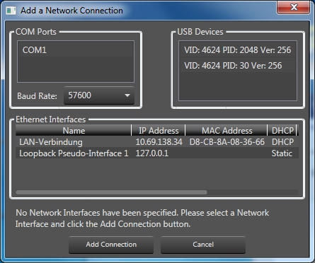 Add Network Connection Dialog