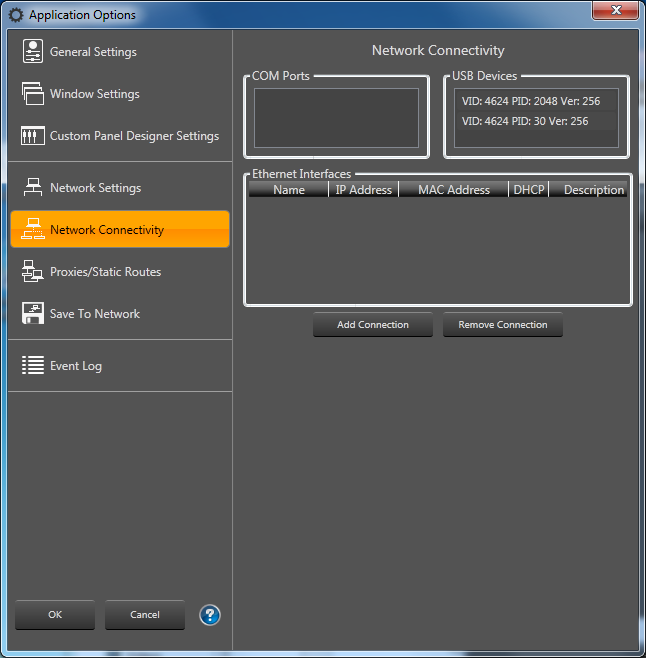 Application Options Dialog