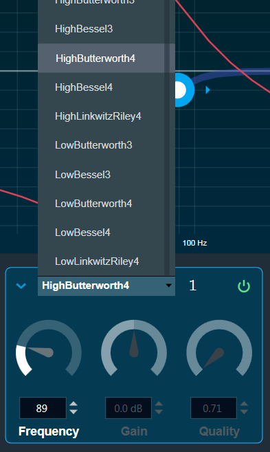 Biquad Filer Menu