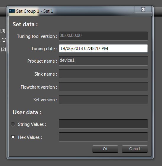 Parameter Set Settings Dialog