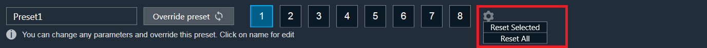 Reset Selected / Reset All