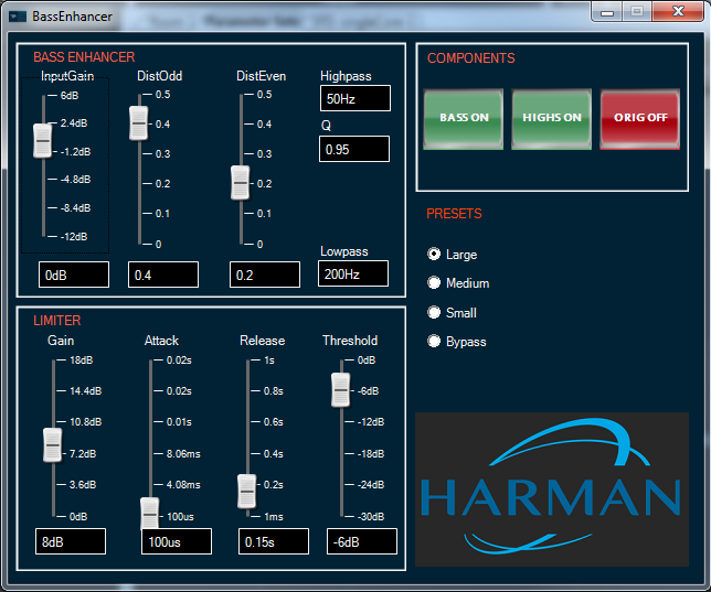 Bass enhancer custom panel