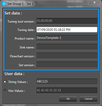Set data in settings window